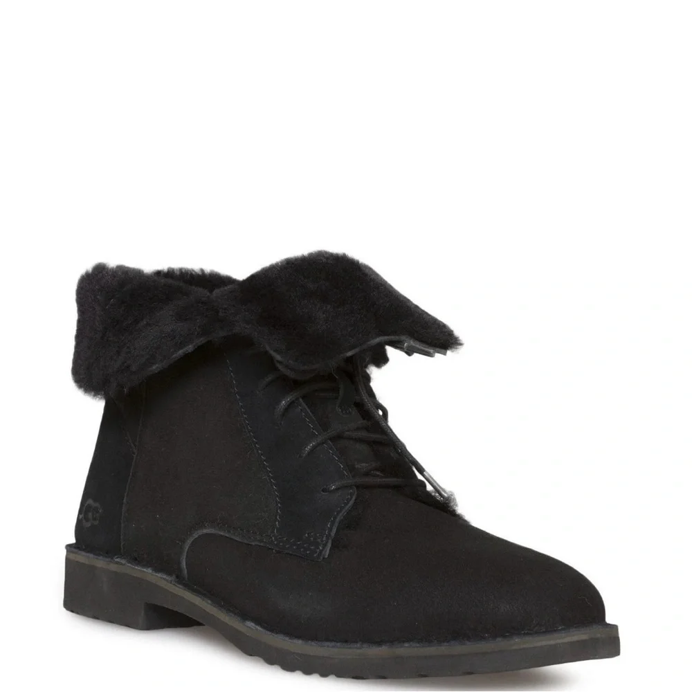 UGG size 9 Quincy Women's Black suede Winter ankle Boots